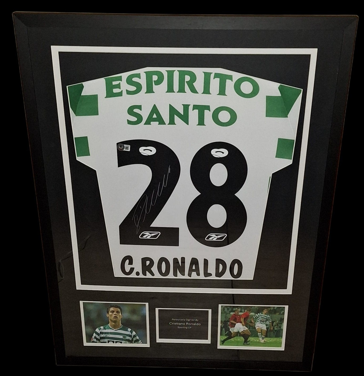 Cristiano Ronaldo gesigneerd sporting Lisabon shirt  Beckett, Ophalen of Verzenden, Zo goed als nieuw, Buitenlandse clubs, Shirt