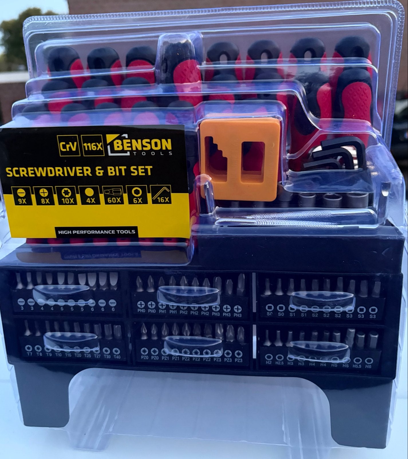 Benson Schroevendraaier & Bit Set 116-delig in Rek, Ophalen of Verzenden, Nieuw, Gereedschapsset, Overige merken