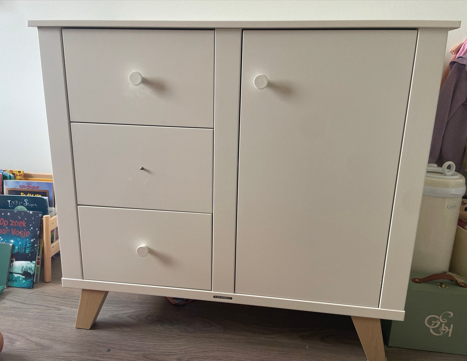 Kidsmill Commode Lars - Wit met 3 lades en kastje, Ophalen, Gebruikt, 50 tot 70 cm, 100 cm of meer