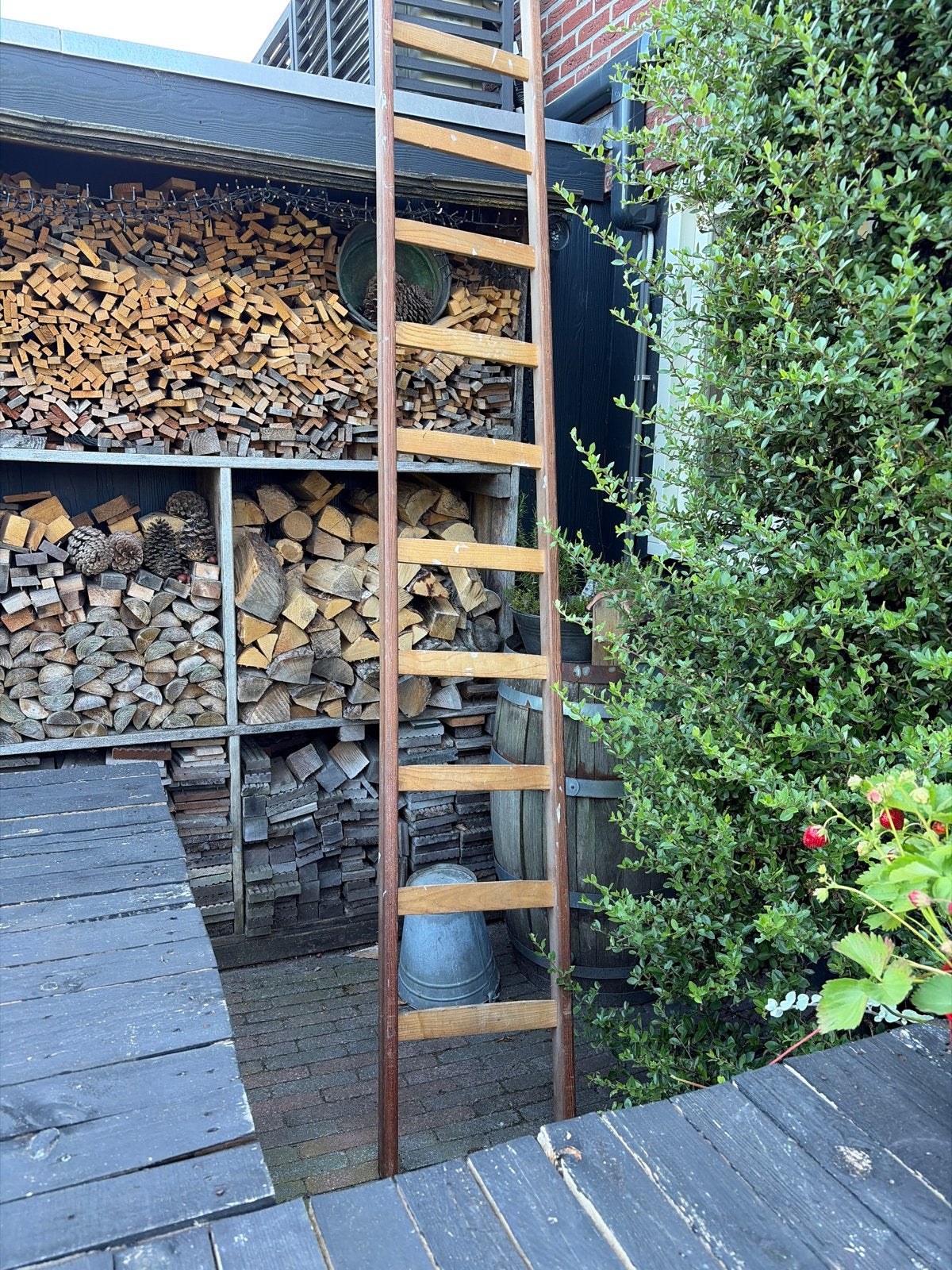 Houten ladder - oud, hoogte 270, Ophalen
