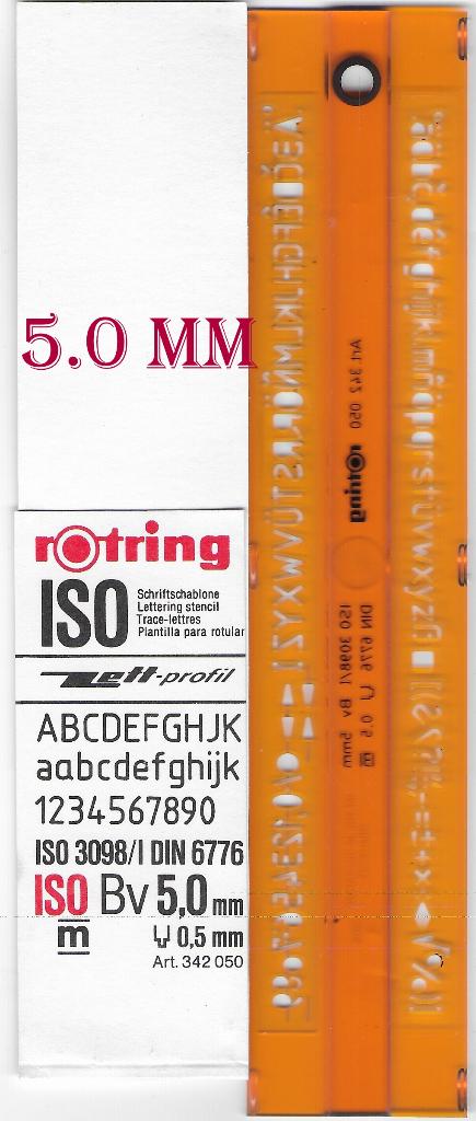 Lettersjabloon rotring 5.0X0.5Mm iso3098/1 din6776, Ophalen of Verzenden, Zo goed als nieuw, Overige typen