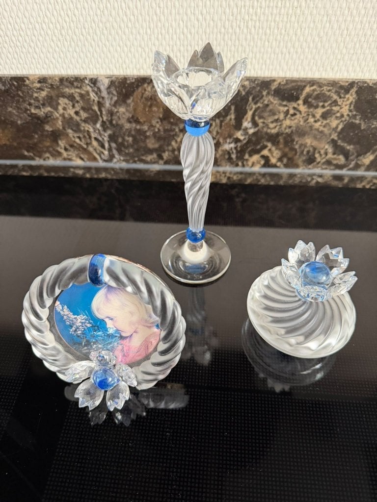 swarovski blauwebloemen set, Ophalen of Verzenden, Zo goed als nieuw, Figuurtje