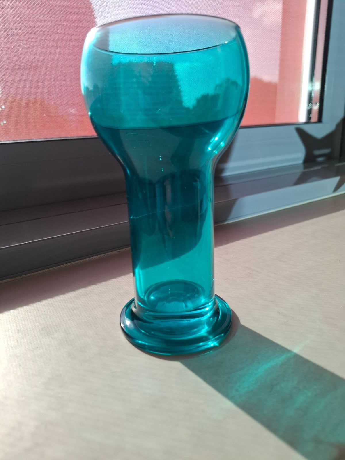 Lichtblauwe glazen hyacint bollenvaas, Ophalen of Verzenden, Groen