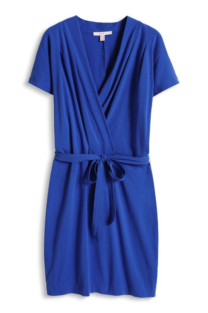 Esprit kobalt stretchy katoen-jersey jurk wikkeleffect XS, Blauw, Nieuw, Ophalen of Verzenden, Maat 34 (XS) of kleiner