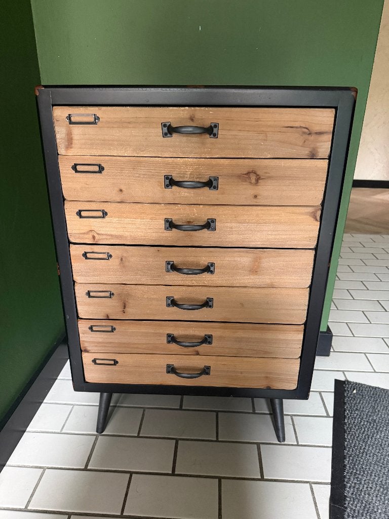Ladekast hout met zwart, Ophalen, 50 tot 100 cm, Zo goed als nieuw, 3 of 4 laden