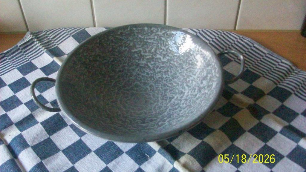 Grijsgewolkte emaille wok, Ophalen of Verzenden