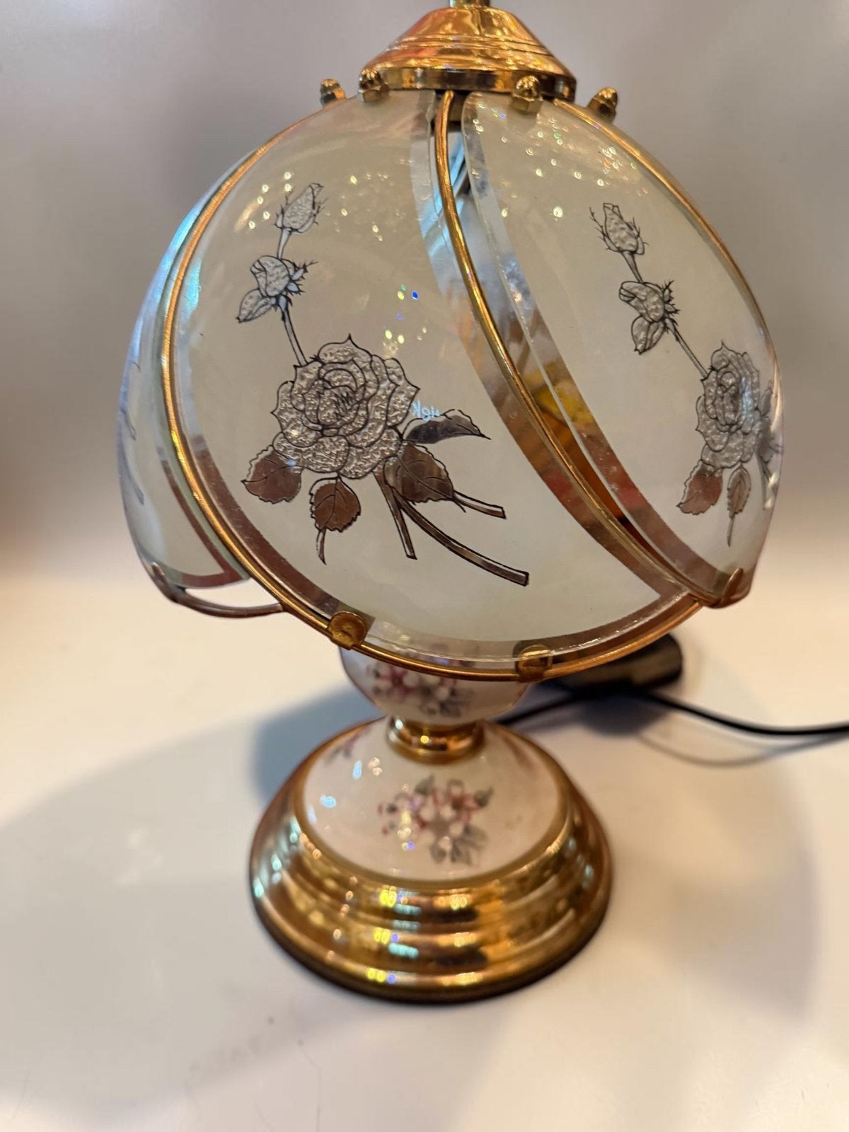 Vintage Hollywood Regency lamp, Glas, Vintage, Meerkleurig, Ophalen of Verzenden