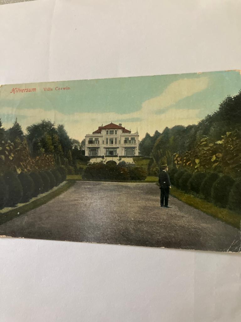 Oude Ansichtkaart Hilversum Villa Corwin, Verzamelen, Ansichtkaarten | Nederland, Gelopen, Noord-Holland, Voor 1920, Ophalen of Verzenden