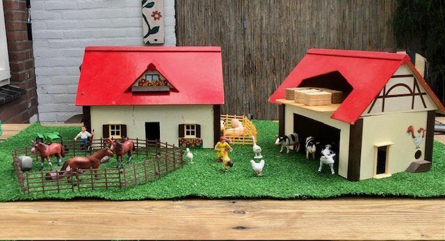 Houten boerderij met dieren, Kinderen en Baby's, Ophalen, Gebruikt