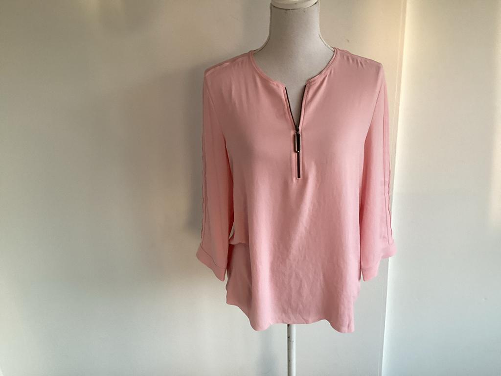 Marccain Roze blouse met rits - Maat N2 ( 36 ), Kleding | Dames, Blouses en Tunieken, Ophalen of Verzenden, Zo goed als nieuw