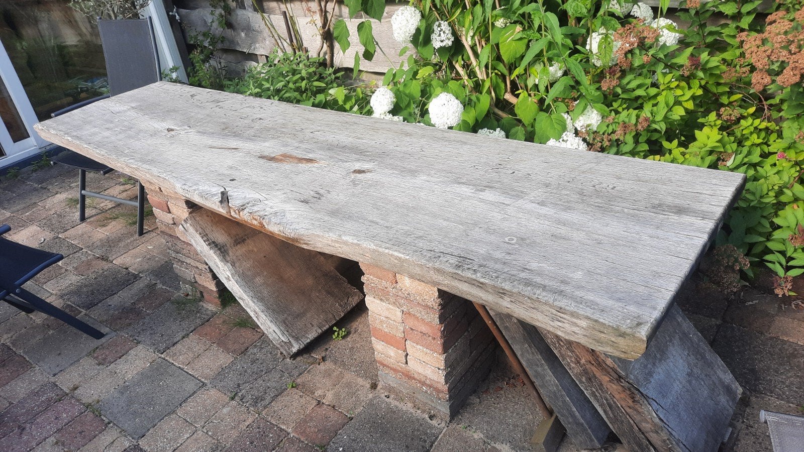Massieve Eiken Boomstamtafel - 284x68-76x8 cm, Ophalen, Eikenhout, 50 tot 100 cm, Vijf personen of meer