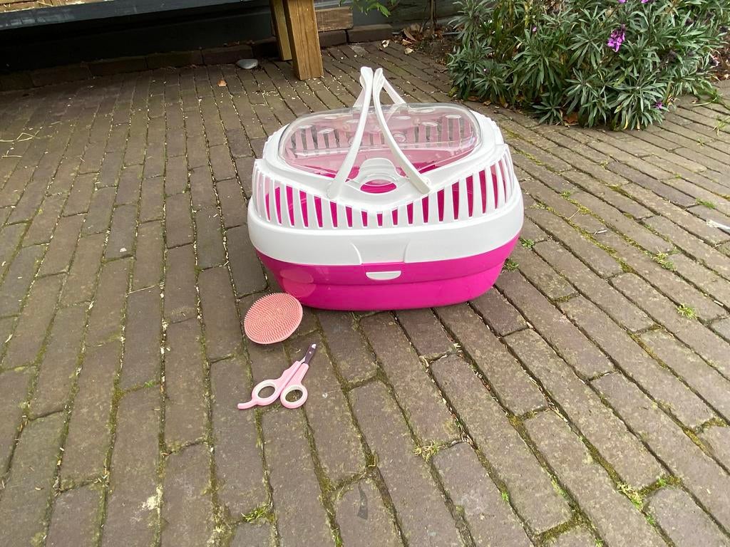 Cavia vervoersbox transportbox nagelschaar en borstel, Ophalen, Zo goed als nieuw