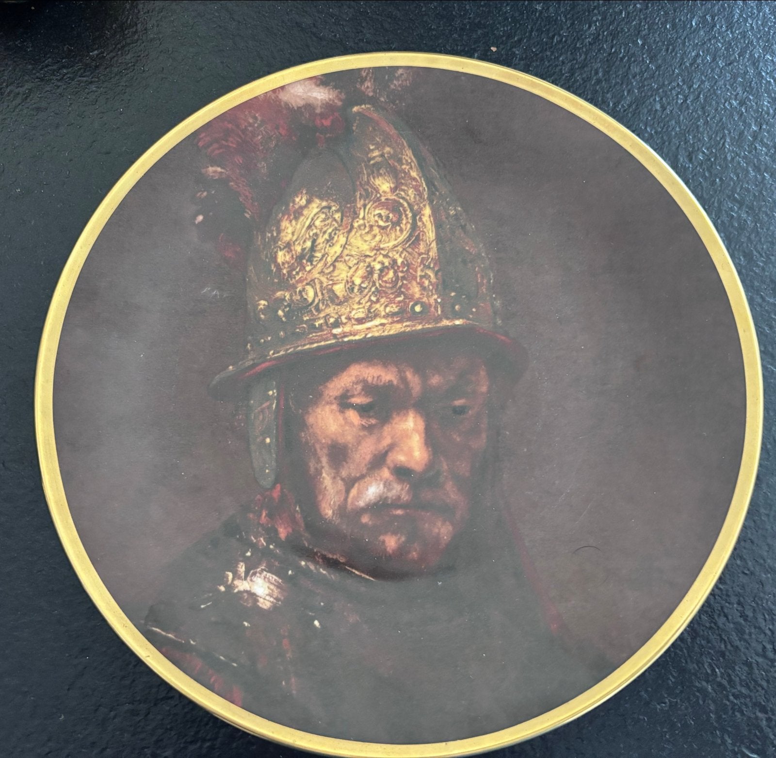 Vintage Porseleinen Sierbord 'De man met de gouden helm', Ophalen of Verzenden
