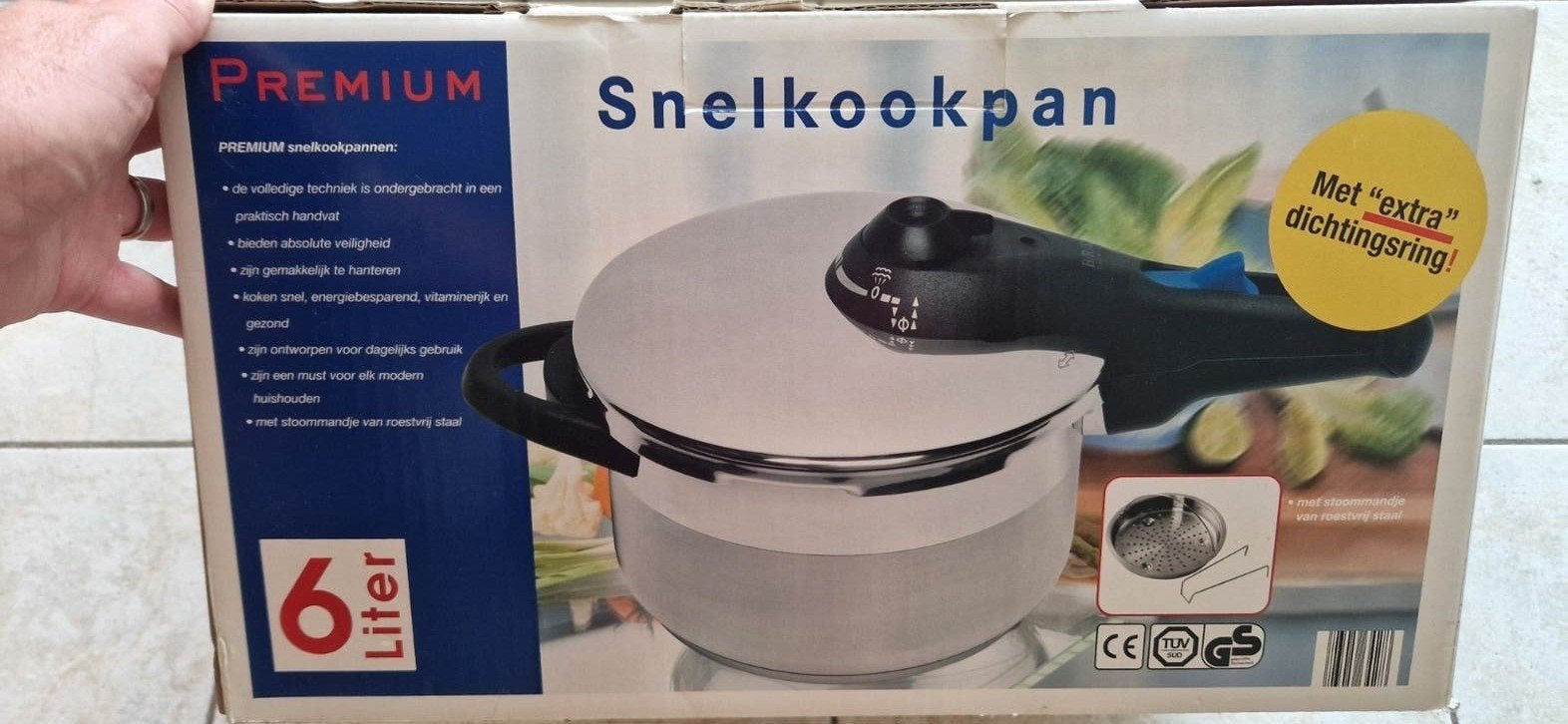 Nieuwe Premium Snelkookpan 6 Liter - RVS, Ophalen, Nieuw, Overige merken, Rvs of Chroom