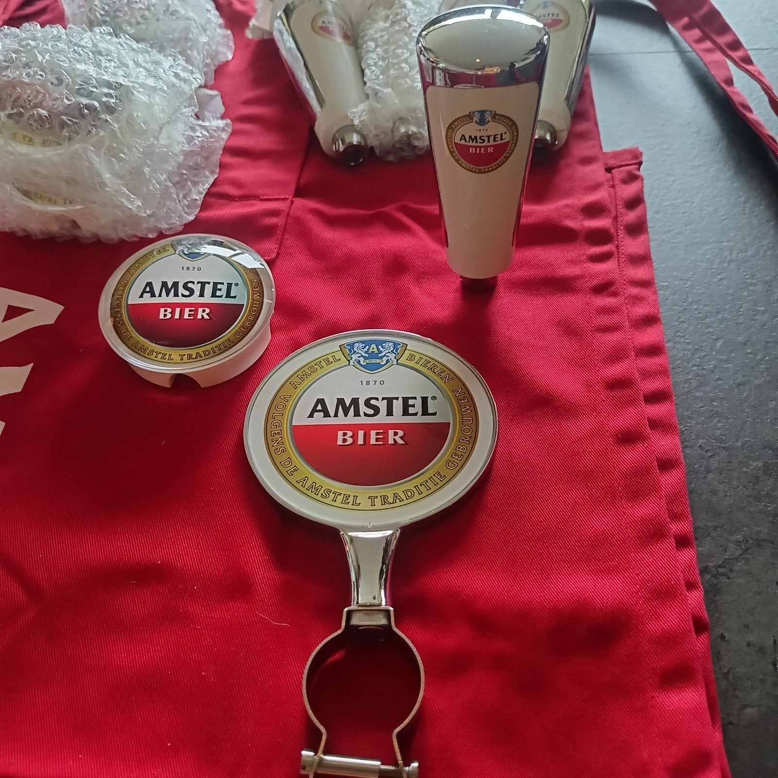 Amstel horeca verzameling – 5 Taplite lenzen + 5 taphendels, Ophalen of Verzenden, Zo goed als nieuw, Amstel