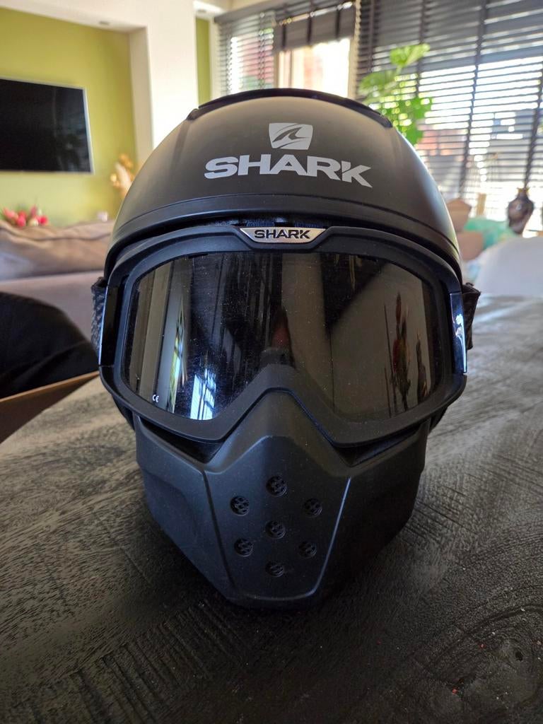 Shark Street-Drak helm mat zwart met bril maat S, Dames, Jethelm, Shark, Ophalen of Verzenden