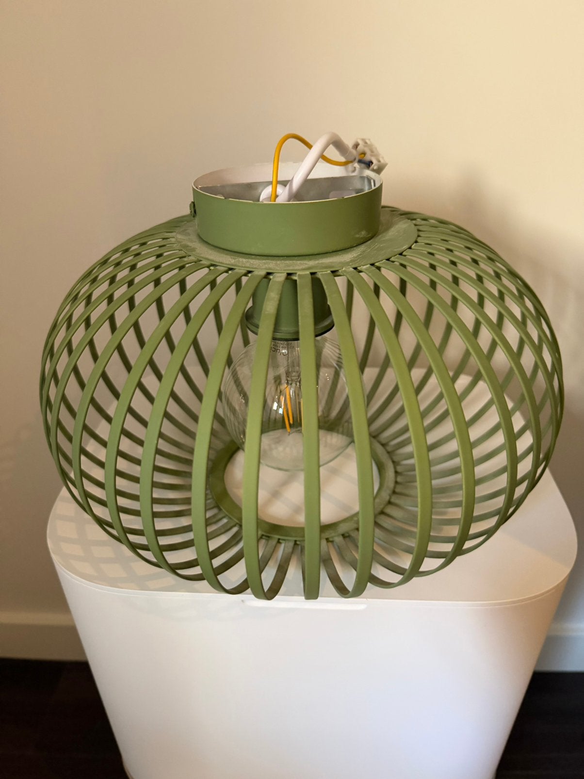 Groene plafondlamp te koop, Huis en Inrichting, Ophalen, Zo goed als nieuw, Rond, Plafondlamp