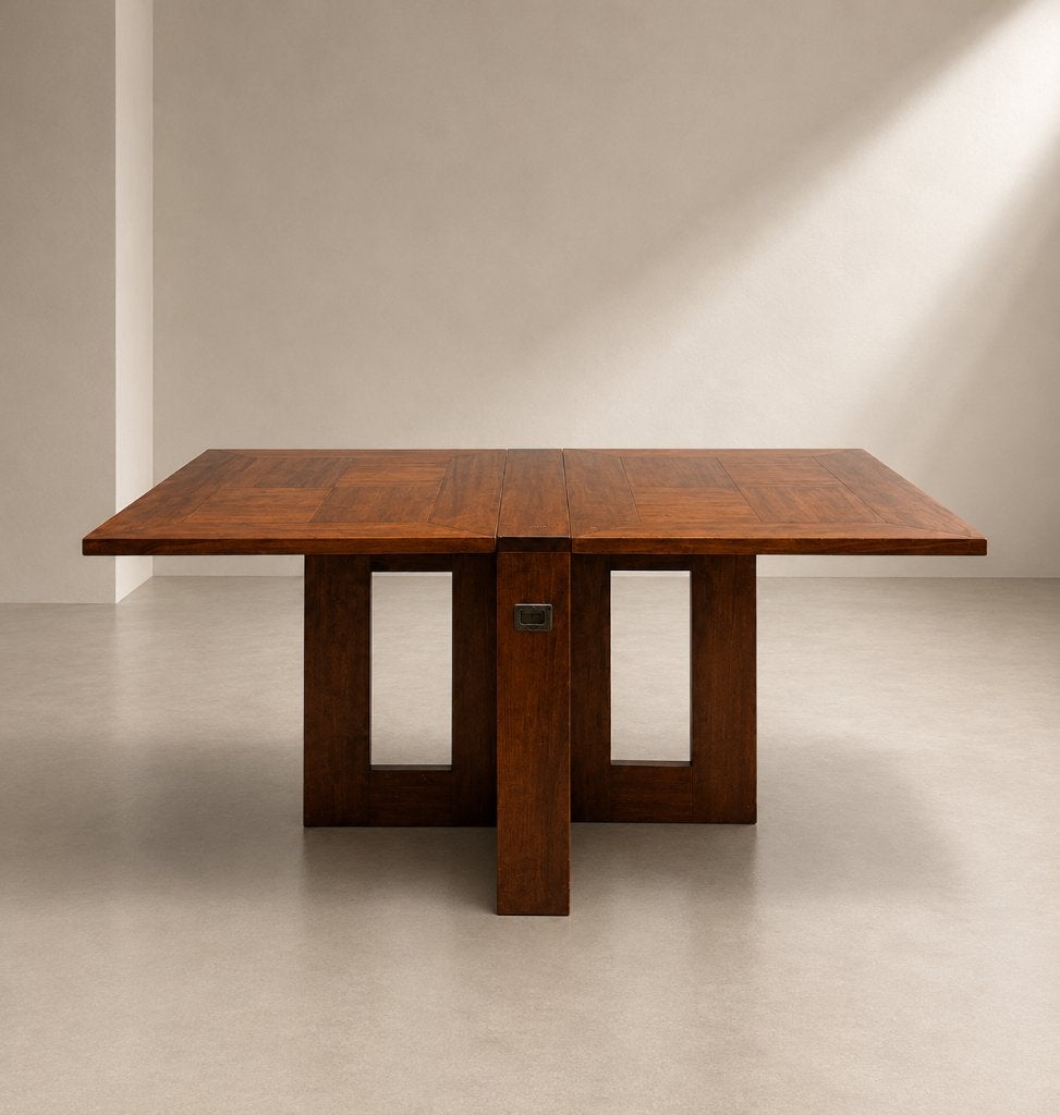 Vintage Opklapbare Eettafel, Ophalen, Koloniaal, Teakhout, 50 tot 100 cm