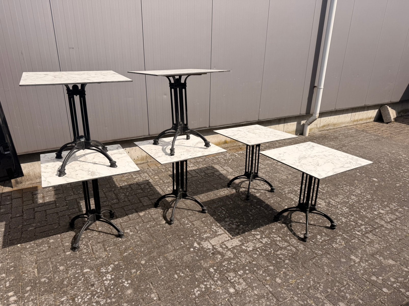 Terrastafels trespa 70x70 aluminium tafels terras, Tuin en Terras, Tuintafels, Ophalen of Verzenden, Gebruikt, Vierkant, Aluminium
