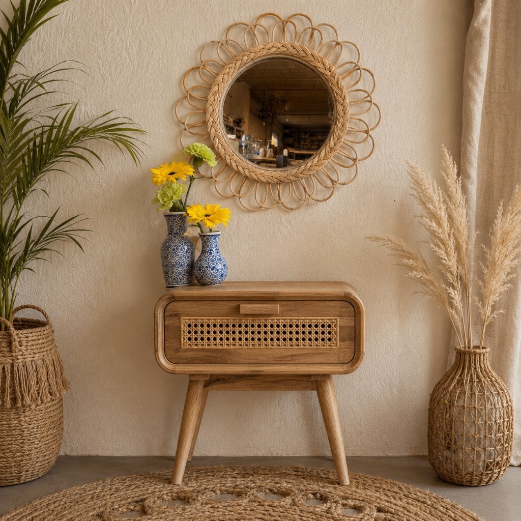 houten nachtkastje teak - 60 cm hoog - Gratis bezorgd