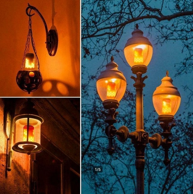 Klein model led vuurlamp (met net echt vuur), Ophalen of Verzenden, Zo goed als nieuw, E27 (groot), Led-lamp