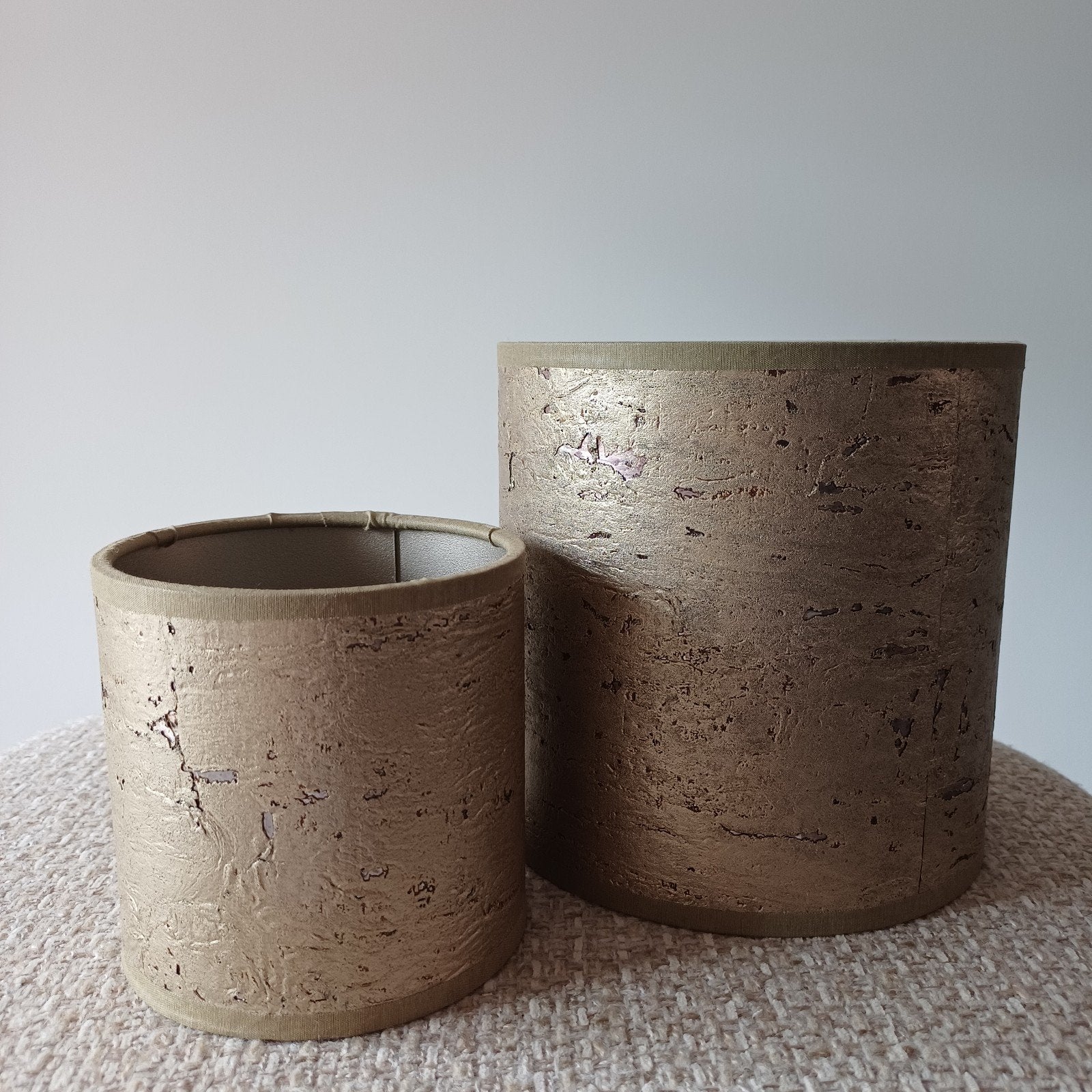 Set van 2 goudkleurige lampenkappen, Modern, Natuurlijk, Rustiek, Overige kleuren, Rond, Ophalen of Verzenden