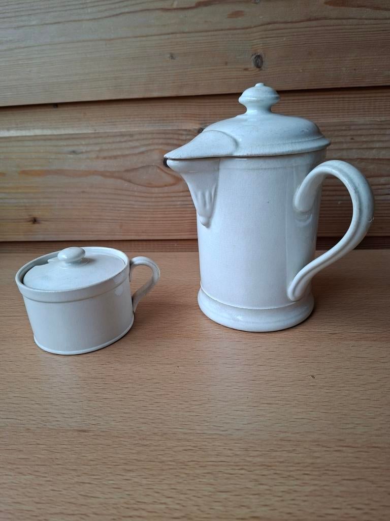 Vintage/antiek aardewerk mosterdpotje en stroopkannetje, Ophalen of Verzenden
