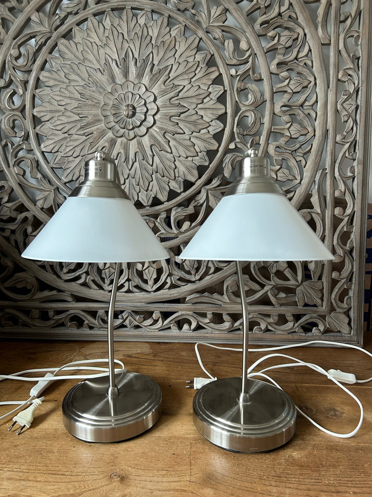 Set van 2: IKEA Kroby tafellampen met glazen kap, Ophalen, Gebruikt, E14 (klein), Glas