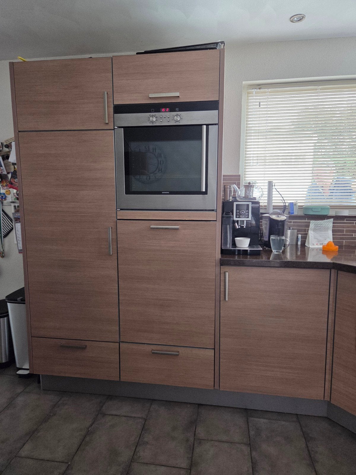 Keukenblok siematic met schuine hoek wasbak, Huis en Inrichting, Ophalen, Gebruikt, Graniet of Steen, Enkelwandige keuken