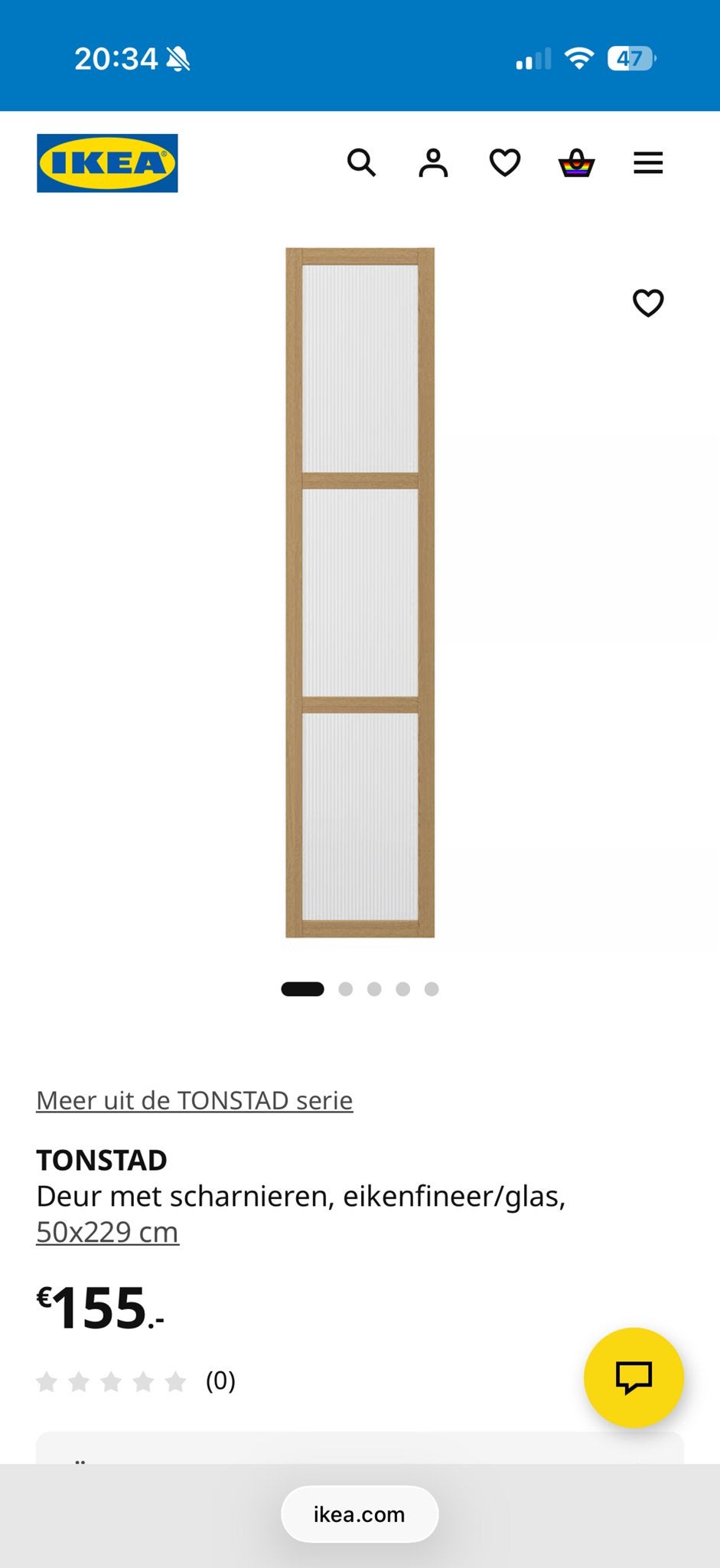 3 mooie IKEA Pax deuren (Tonstad eikenfineer/glas) TE KOOP!, Ophalen, Gebruikt, 200 cm of meer, 50 tot 100 cm