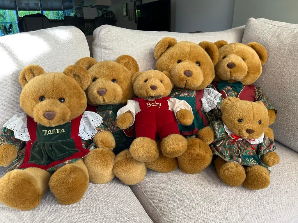 Vintage Berenfamilie Knuffels - Opa, Oma, Papa, Mama, 2 Baby, Ophalen, Overige merken, Overige karakters, Beer