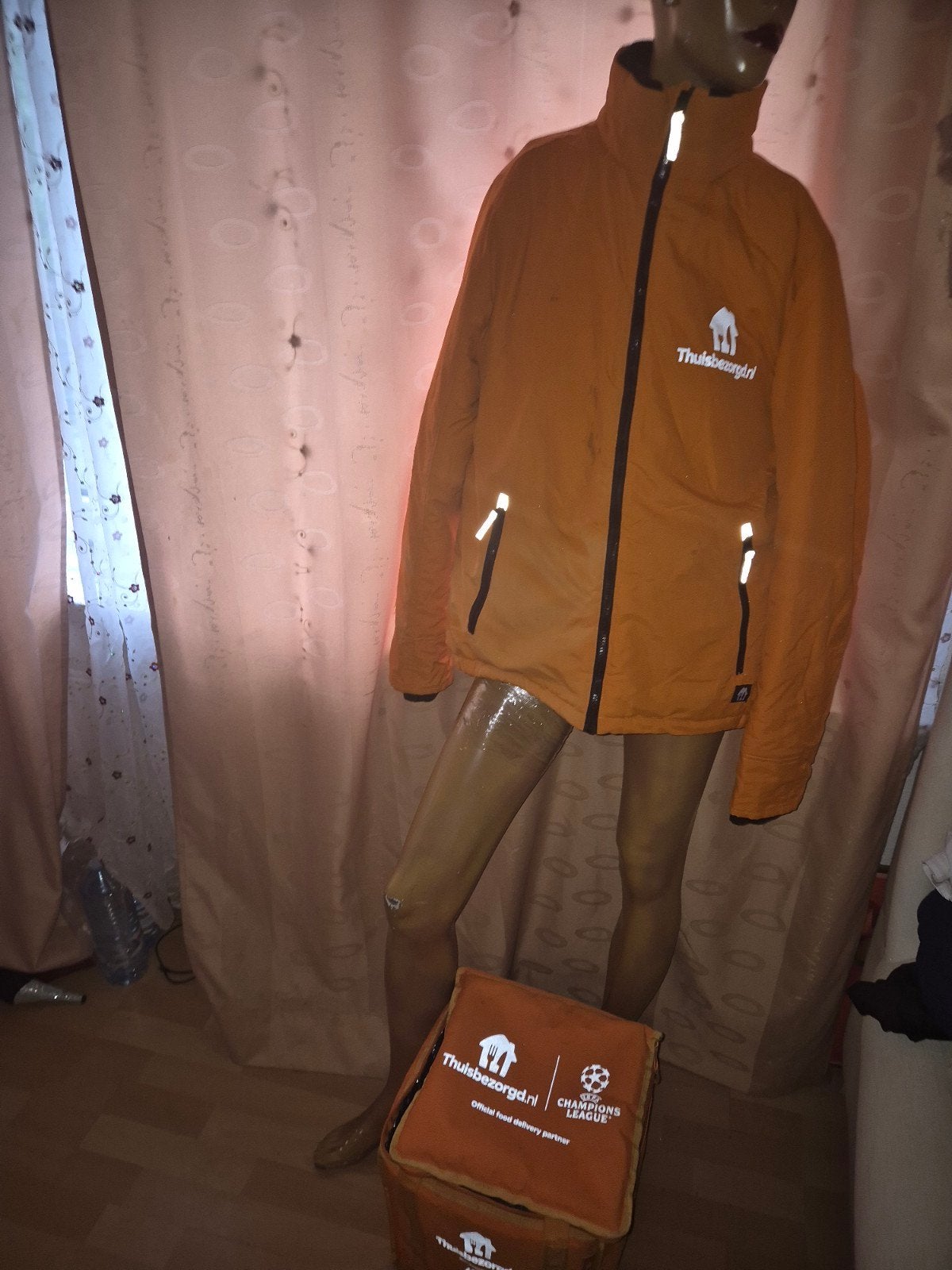 Thuisbezorgd jas maat L en tas - Oranje bezorgset, Ophalen of Verzenden, Gedragen, Takeway