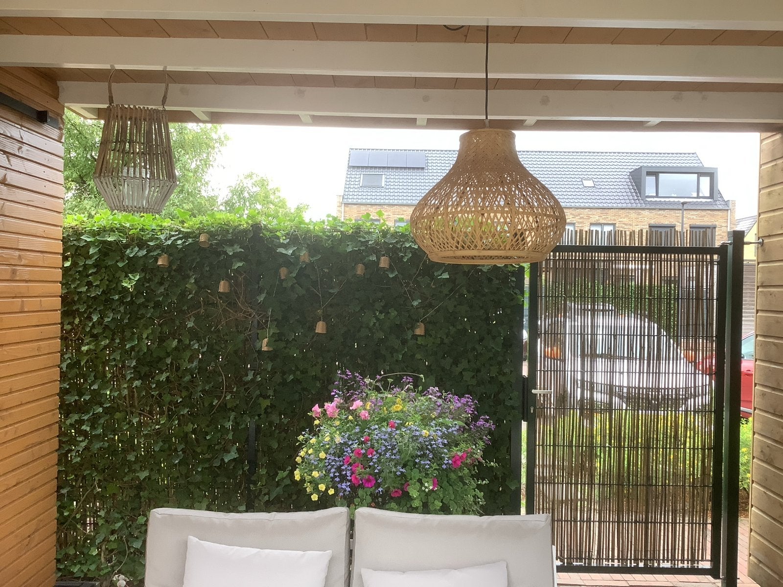 2x Bamboe Lampenkap Kwantum - Natuurlijke Hanglampen, Huis en Inrichting, Bruin, Natuurlijk materiaal, Zo goed als nieuw, Overige vormen