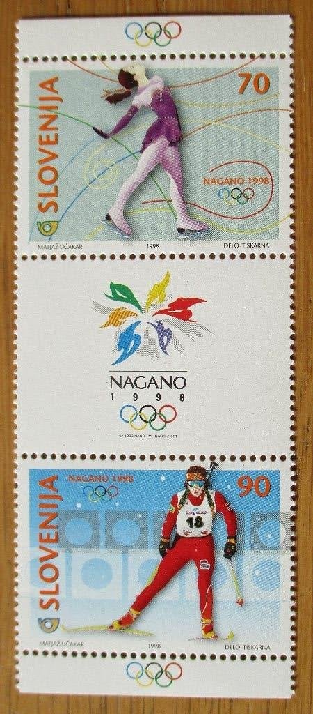 Slovenië, serie Olympische Winterspelen 1998, brugpaar, Verzenden, Postfris, Sport