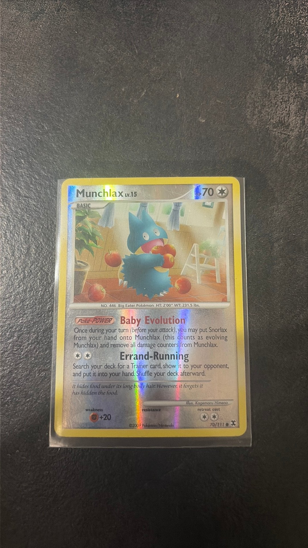 Munchlax LV.15 Pokémon Kaart (Foil), Ophalen of Verzenden, Zo goed als nieuw, Losse kaart, Foil