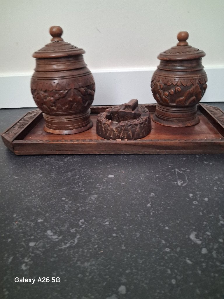 Brocante rookset hout, Antiek en Kunst, Ophalen of Verzenden