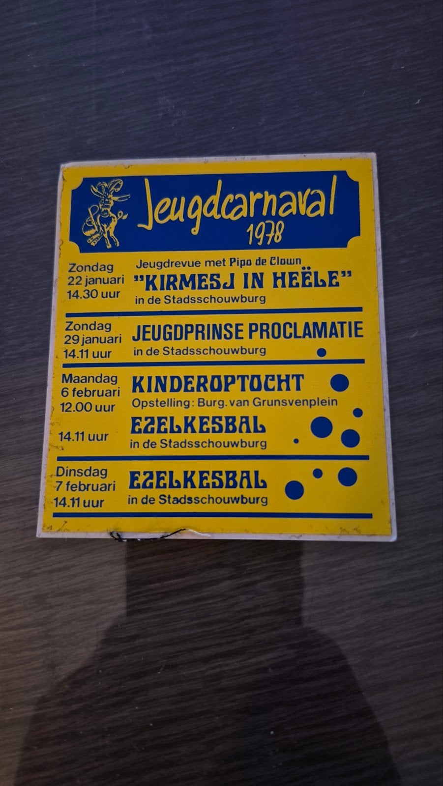 Vintage Jeugdcarnaval 1978 Sticker - Uniek Verzamelobject, Verzamelen, Ophalen of Verzenden, Zo goed als nieuw, Overige typen