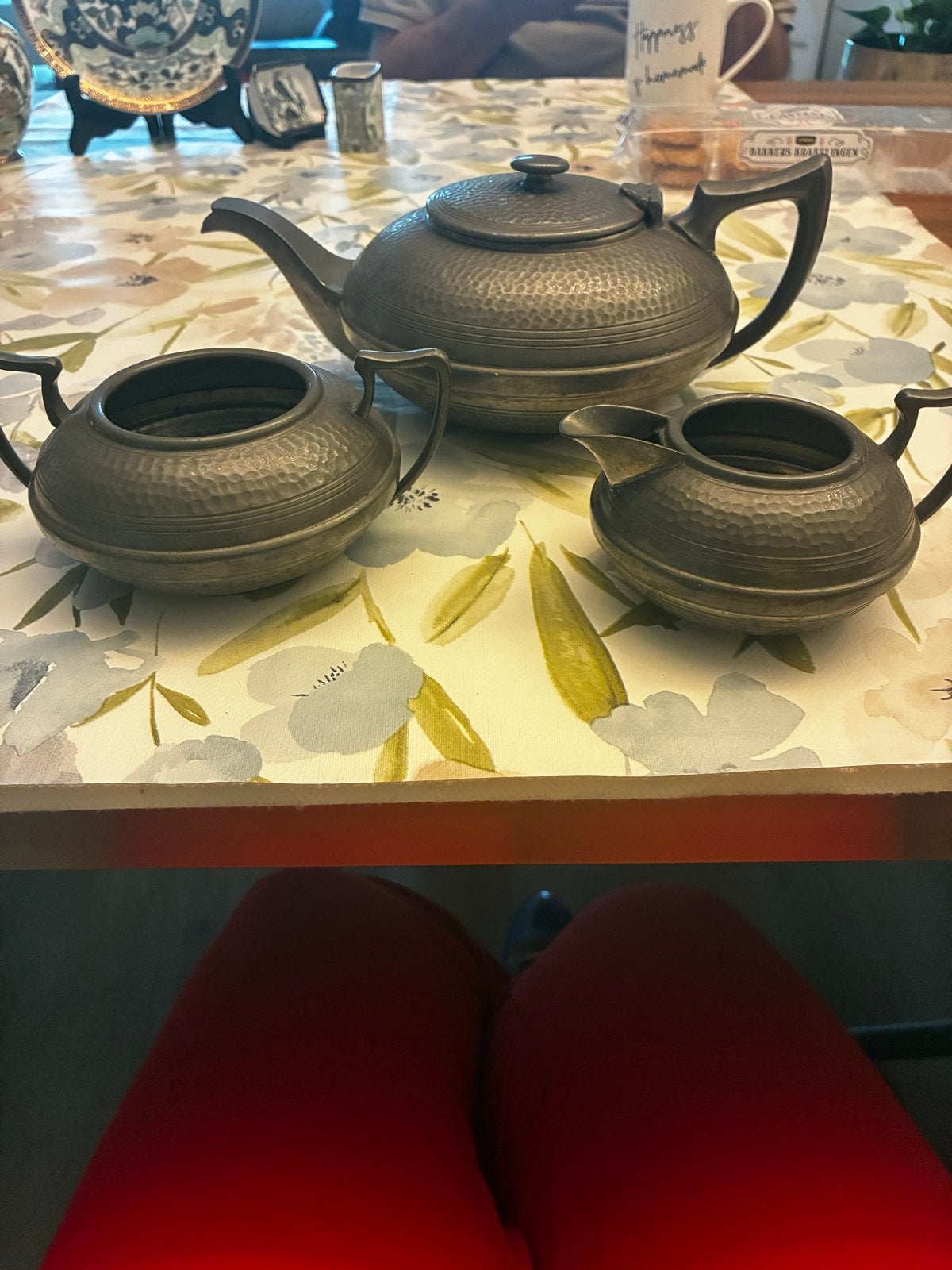 Antiek Pewter Theeservies - Handgeslagen Sheffield, Ophalen of Verzenden