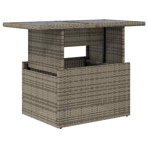 Tuintafel met glazen blad 100 cm poly rattan grijs -nieuw-, ., Nieuw, Ophalen of Verzenden, .