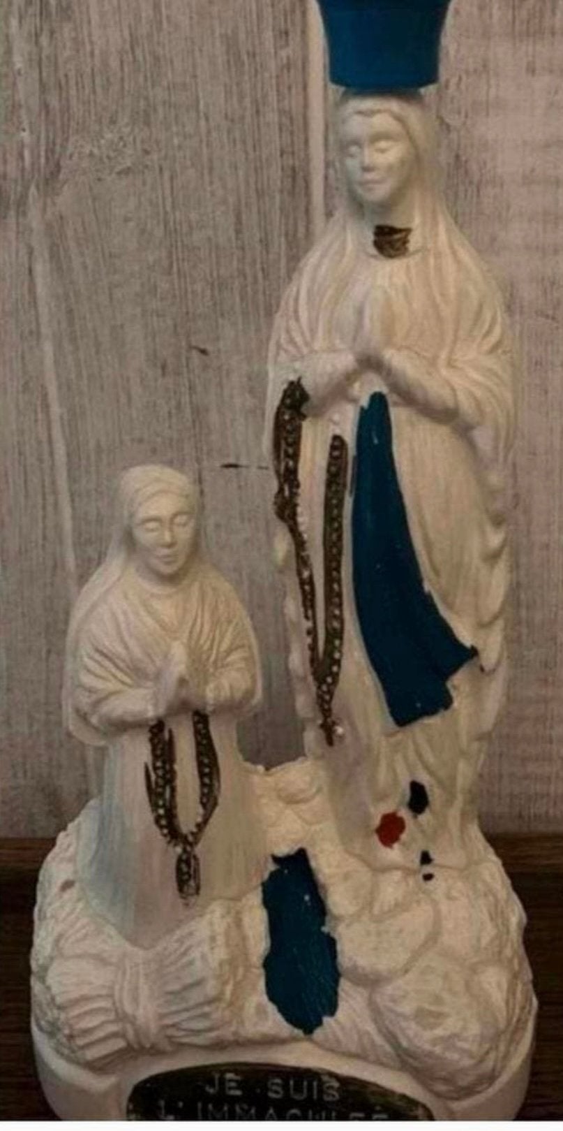 LOURDES , 3 kunststof beeldjes in 1 koop!!, Antiek en Kunst, Antiek | Religie, Ophalen of Verzenden