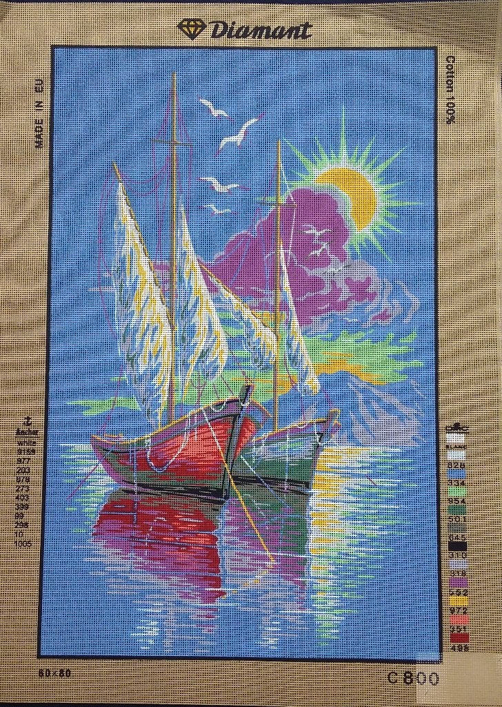 Cado voorbedrukt groot borduurstramien ZEILBOTEN  800, Ophalen of Verzenden, Nieuw, Handborduren, Onderdeel of Toebehoren