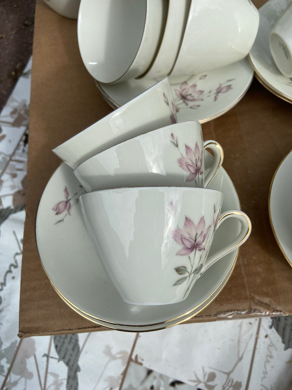 Vintage Winterling Bavaria theeservies - oud roze bloemen, Antiek en Kunst, Antiek | Servies compleet, Ophalen of Verzenden