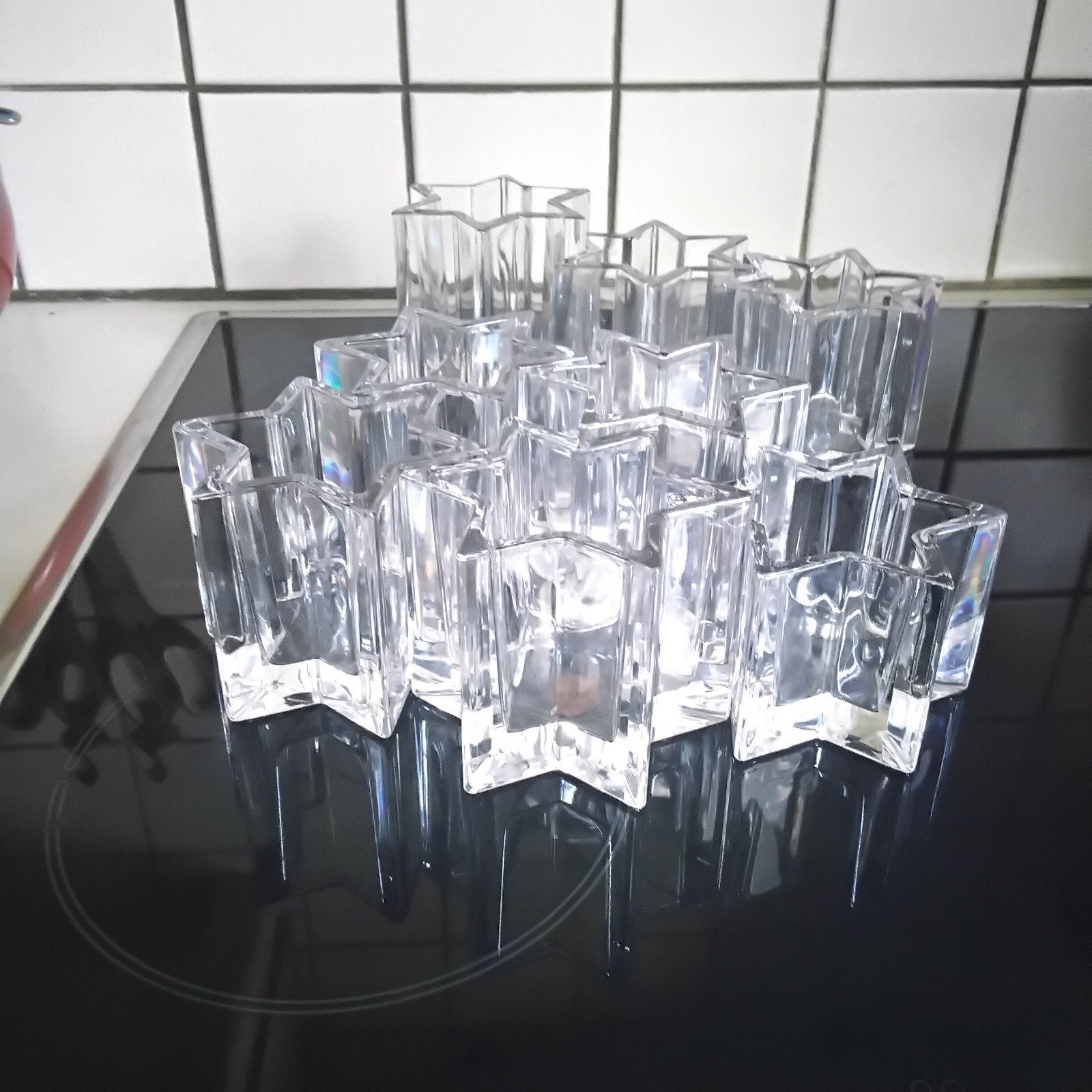 10 kristallen waxinelichtjes  stella, Ophalen of Verzenden, Zo goed als nieuw, Overige materialen
