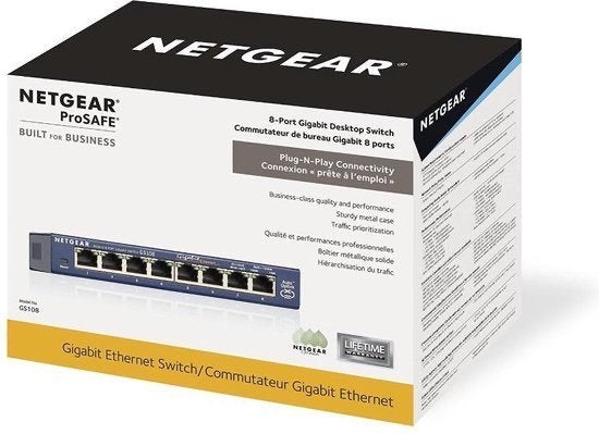 NETGEAR GS108 - Netwerk Switch  - 1 Gbps - 8 poorten, Verzenden, Nieuw