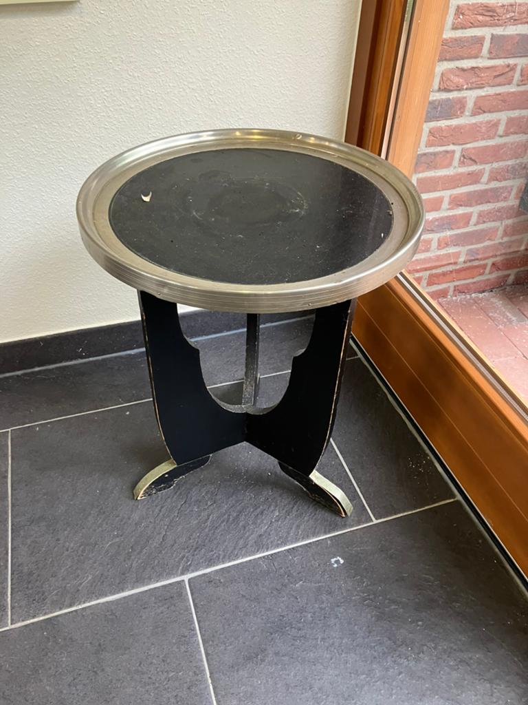 Antiek bijzettafeltje, Minder dan 55 cm, Gebruikt, Rond, Hout