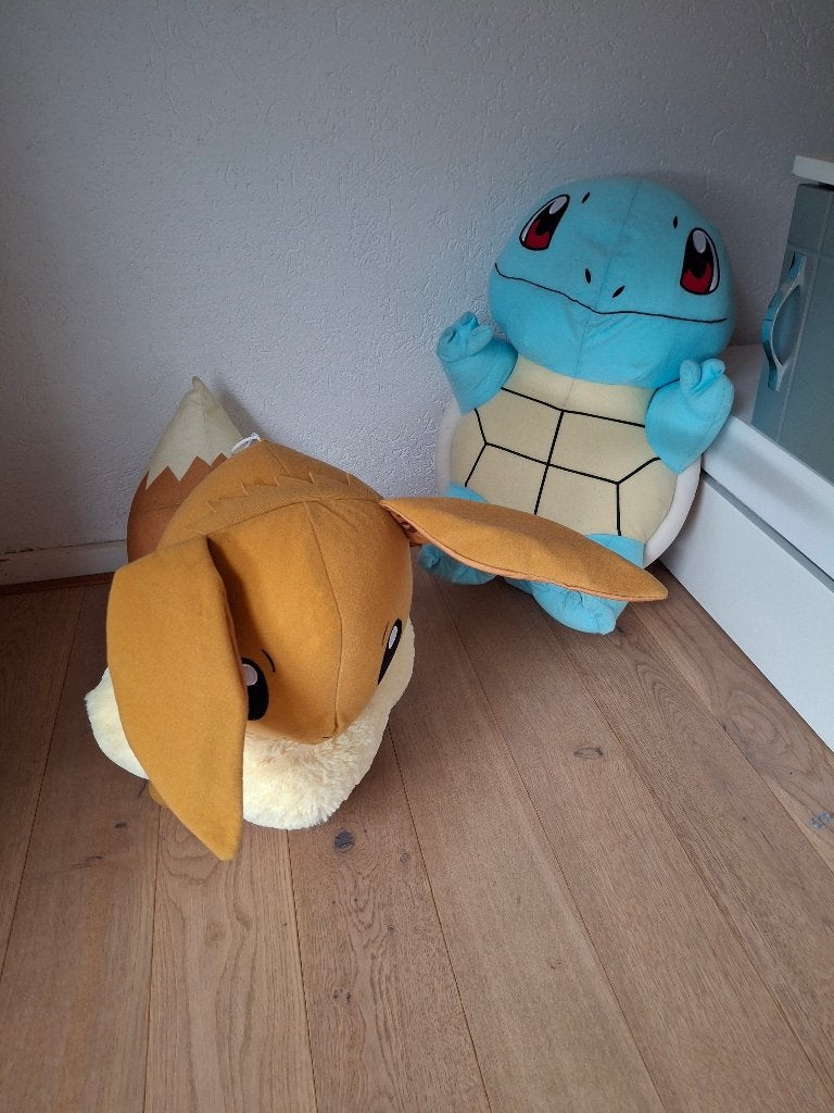Knuffel pokemon squirtle & evie, Gebruikt, Overige typen, Ophalen of Verzenden, Pokémon