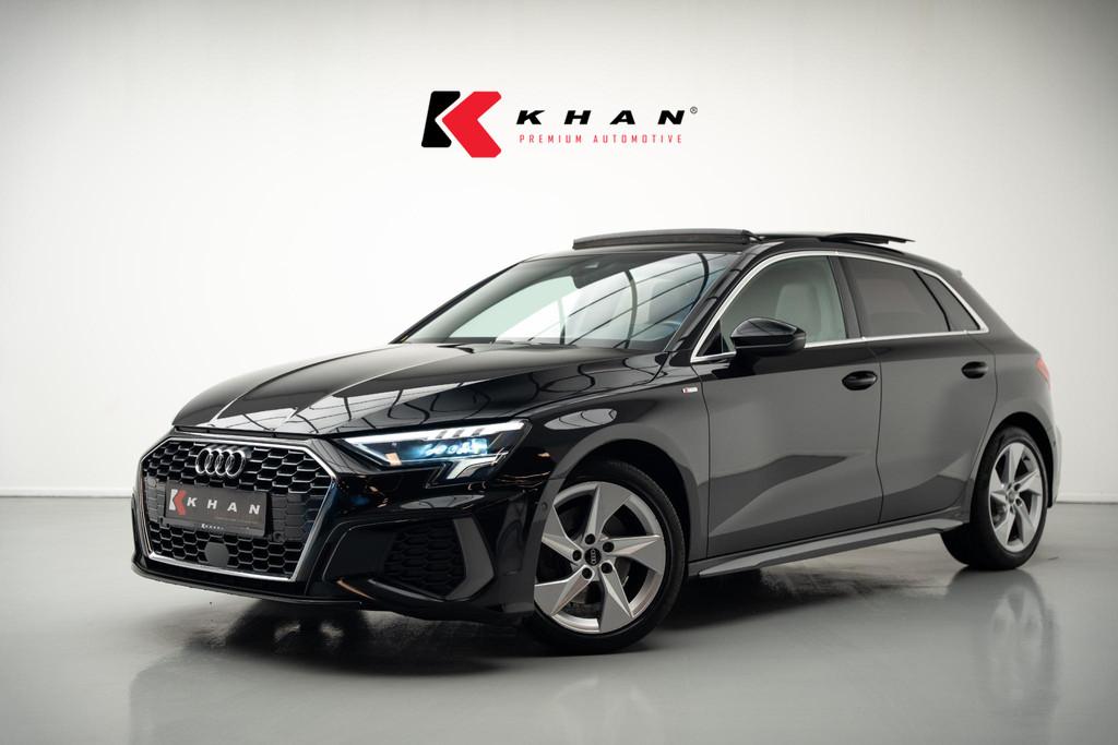 Audi A3 Sportback 30 TFSI S edition |Pano|Leder|Lane Assist|, Auto's, Gebruikt, Leder en Stof, Zwart, Bedrijf