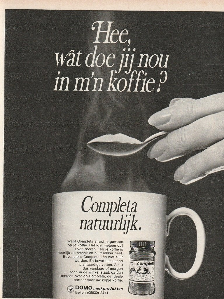 Retro reclame 1971 Domo Completa zuivel lost meteen op, Verzamelen, Verzenden, Overige typen