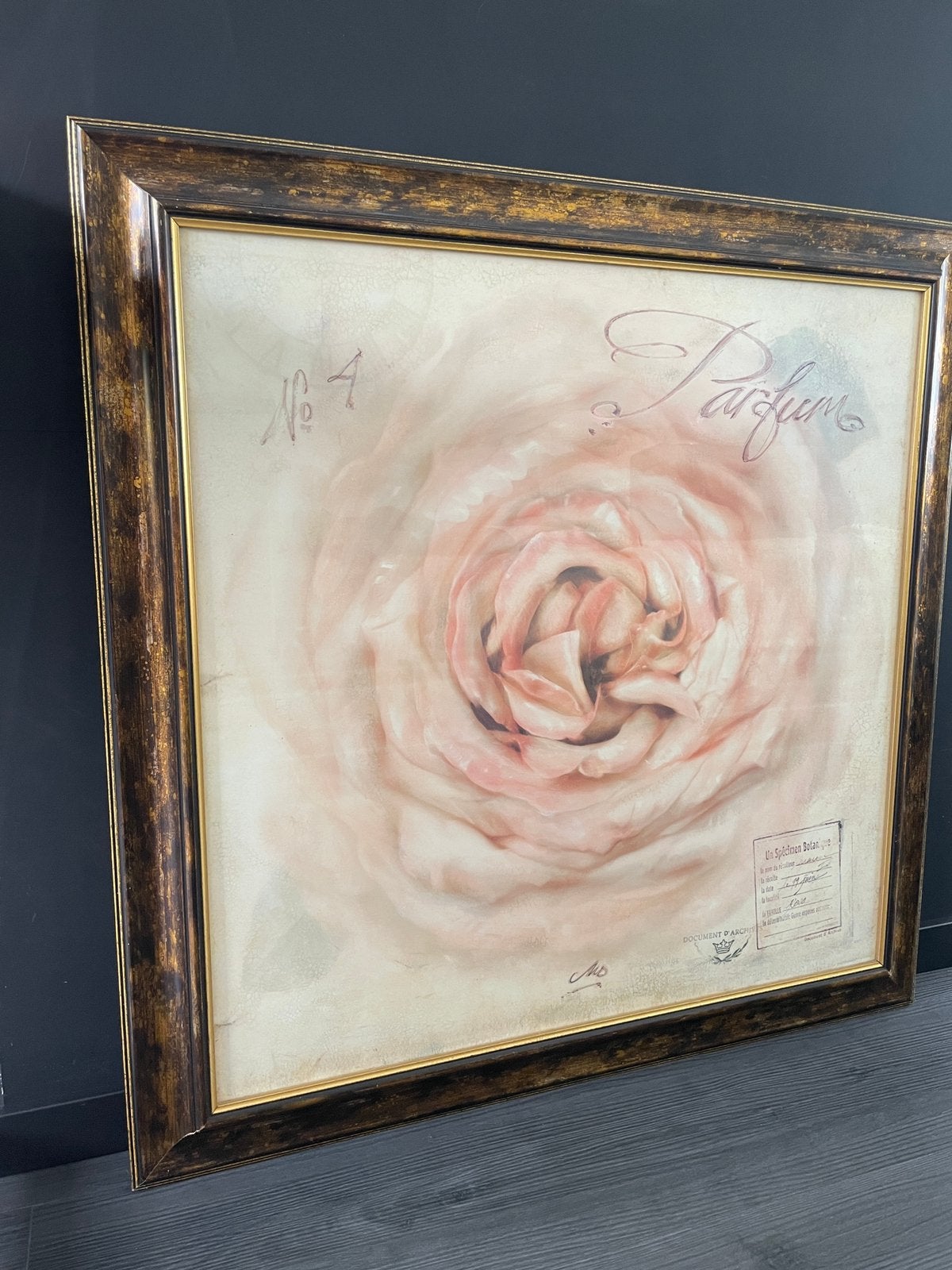 Afbeelding Roos in mooie lijst met glasplaat maat 82x82cm, Antiek en Kunst, Ophalen