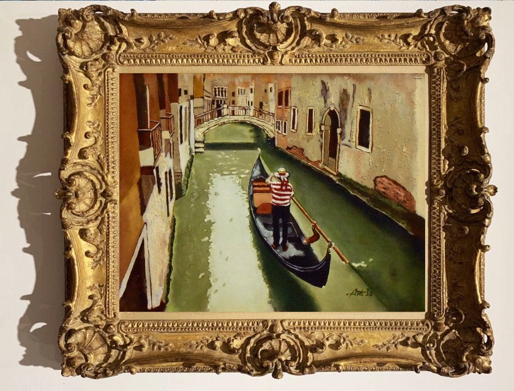 "De gondelier" Schilderij, Verzenden